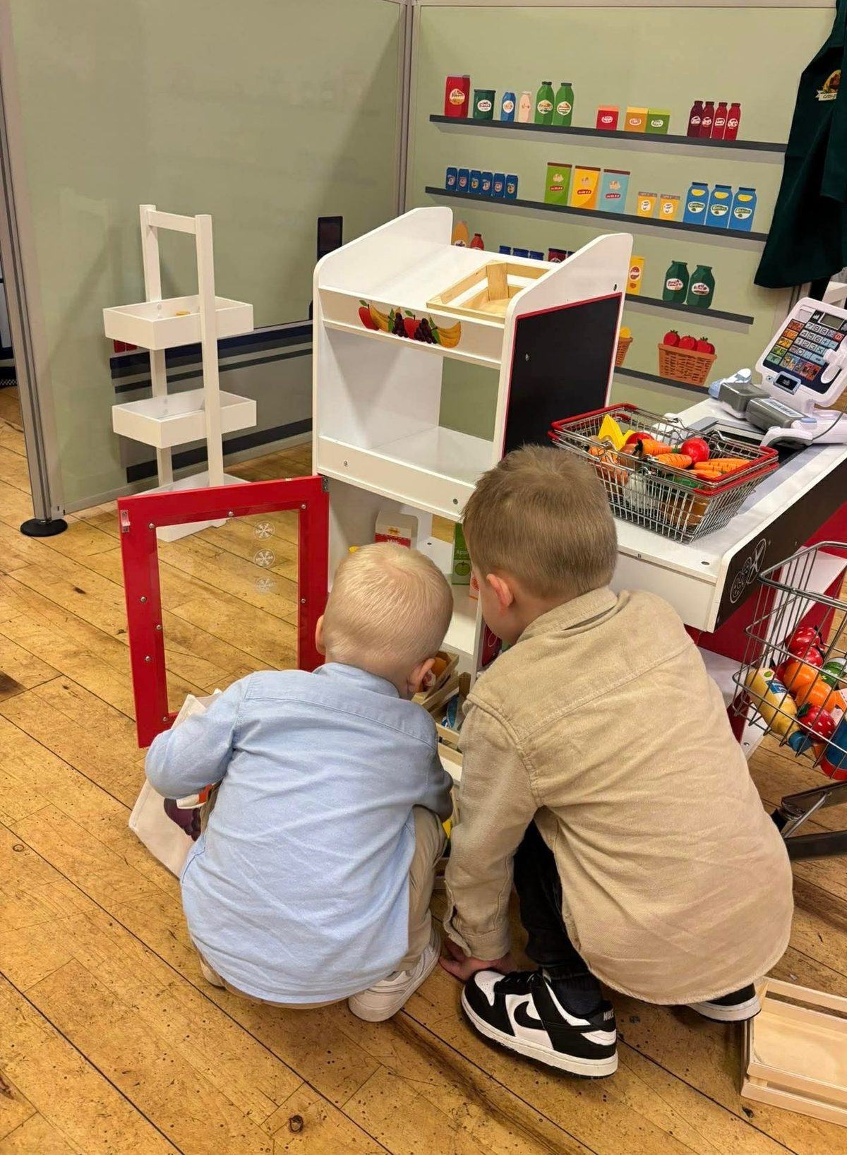 Toddler playing at the cafe